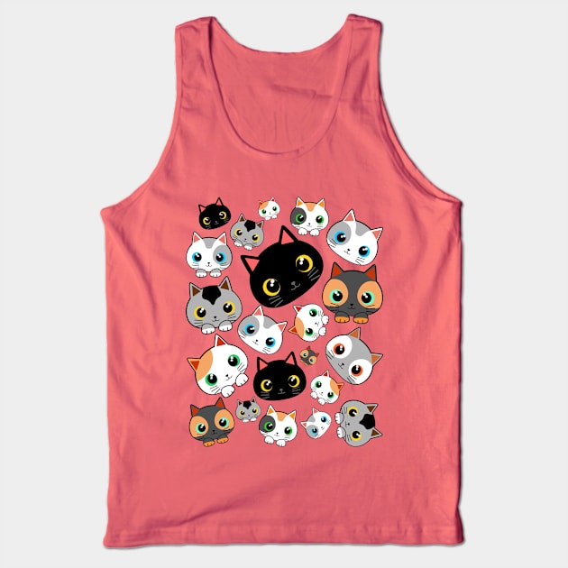 Kitty Cats Kawaii Cute Characters Childhood Pattern Tank Top by BluedarkArt